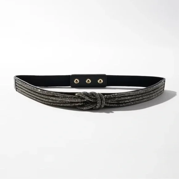 WHBM black crystal knot stretch belt 2CG2420_SET_5be2d705-751a-4f4c  main image 3
